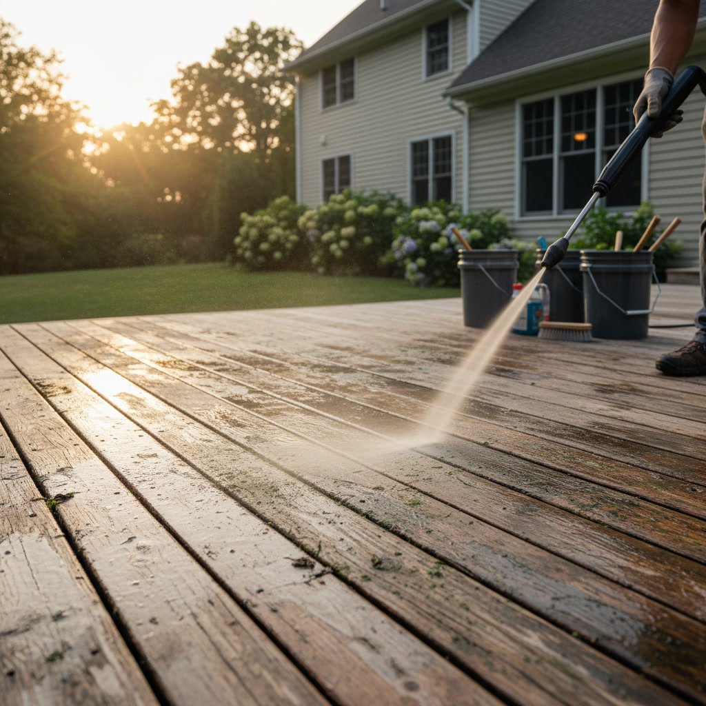 wood deck showing signs of rot and moisture damage in Cromwell Connecticut